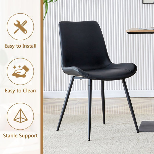 English Elm Table and Chair Set 42 Inch Round Mdf Dining with Glass Inlay and Six Pu Seats White + Black W1151S04503