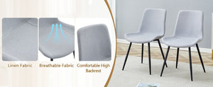 English Elm Table and Chair Set 42 Inch Round MDF Wood Grain Dining with Linen Seat Cushions Light Gray, White+Black W1151S04506