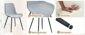 English Elm Table and Chair Set 42 Inch Round MDF Wood Grain Dining with Linen Seat Cushions Light Gray, White+Black W1151S04506