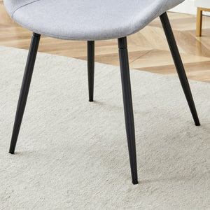 English Elm Table and Chair Set 42 Inch Round MDF Wood Grain Dining with Linen Seat Cushions Light Gray, White+Black W1151S04506