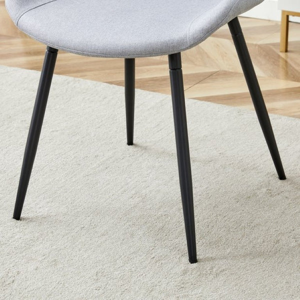 English Elm Table and Chair Set 42 Inch Round MDF Wood Grain Dining with Linen Seat Cushions Light Gray, White+Black W1151S04506