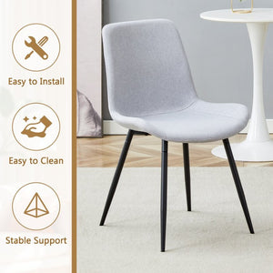 English Elm Table and Chair Set 42 Inch Round MDF Wood Grain Dining with Linen Seat Cushions Light Gray, White+Black W1151S04506
