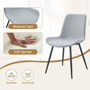 English Elm Table and Chair Set 42 Inch Round MDF Wood Grain Dining with Linen Seat Cushions Light Gray, White+Black W1151S04506