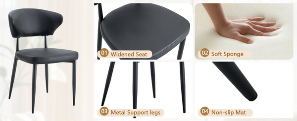 English Elm Table and Chair Set 42 Inch Round Mdf Dining with Tempered Glass and Ergonomic Seats White Black W1151S04514