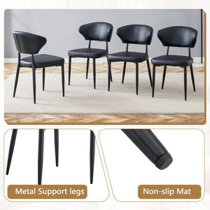English Elm Table and Chair Set 42 Inch Round Mdf Dining with Tempered Glass and Ergonomic Seats White Black W1151S04514