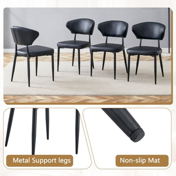 English Elm Table and Chair Set 42 Inch Round Mdf Dining with Tempered Glass and Ergonomic Seats White Black W1151S04514