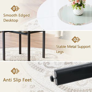 English Elm Table and Chair Set 42 Inch Round Mdf Dining with Tempered Glass and Ergonomic Seats White Black W1151S04514