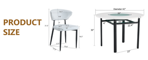 English Elm Table and Chair Set 42 Inch Round Mdf Dining with Tempered Glass and Ergonomic Seats White White W1151S04515