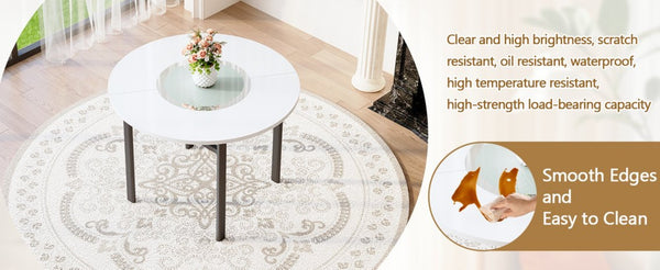 English Elm Table and Chair Set 42 Inch Round Mdf Dining with Tempered Glass and Ergonomic Seats White White W1151S04515