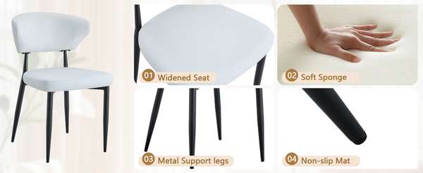 English Elm Table and Chair Set 42 Inch Round Mdf Dining with Tempered Glass and Ergonomic Seats White White W1151S04515
