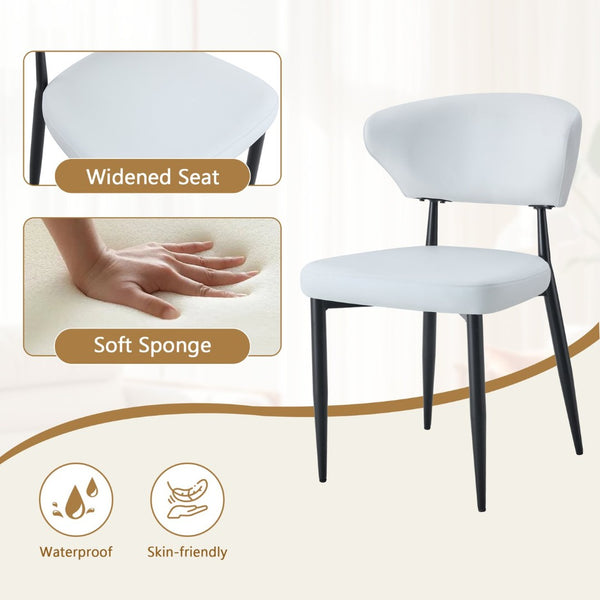 English Elm Table and Chair Set 42 Inch Round Mdf Dining with Tempered Glass and Ergonomic Seats White White W1151S04515