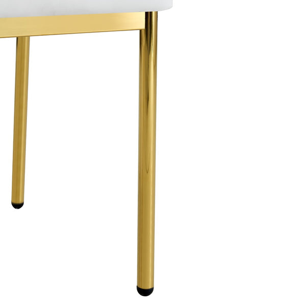 English Elm Table and Chair Set Marble Tempered Glass Top Gold Leg Glam Dining for Four W1151S04544