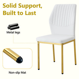English Elm Table and Chair Set Marble Tempered Glass Top Gold Leg Glam Dining for Four W1151S04544