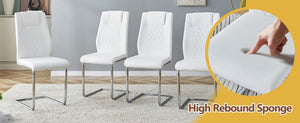 English Elm Table and Chair Set 8 Seater Tempered Glass Top with White Pu Upholstered Seats W1151S04555