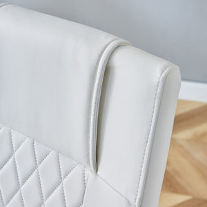 English Elm Table and Chair Set 8 Seater Tempered Glass Top with White Pu Upholstered Seats W1151S04555