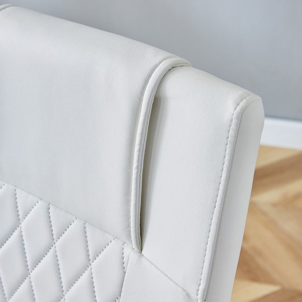 English Elm Table and Chair Set 8 Seater Tempered Glass Top with White Pu Upholstered Seats W1151S04555