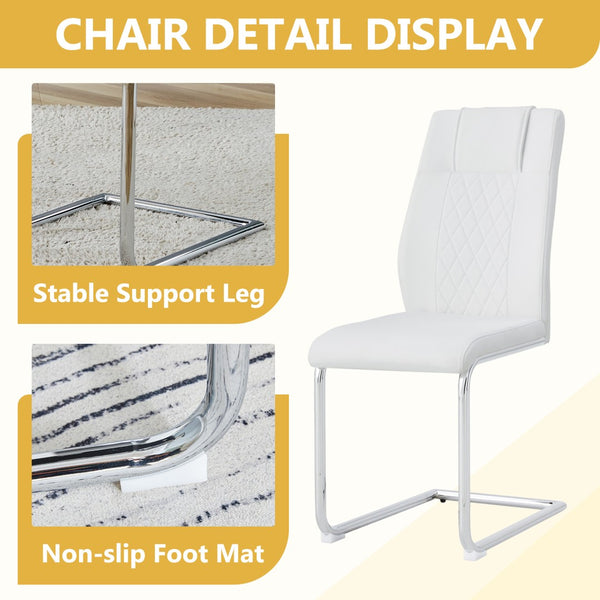 English Elm Table and Chair Set 8 Seater Tempered Glass Top with White Pu Upholstered Seats W1151S04555