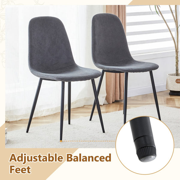 English Elm Table and Chair Set 42 Inch Round Black Mdf Dining with Six Gray Upholstered Seats W1151S04569