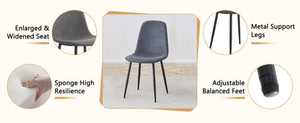 English Elm Table and Chair Set 42 Inch Round Black Mdf Dining with Six Gray Upholstered Seats W1151S04569
