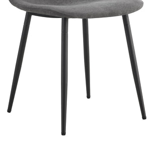 English Elm Table and Chair Set 42 Inch Round Black Mdf Dining with Six Gray Upholstered Seats W1151S04569