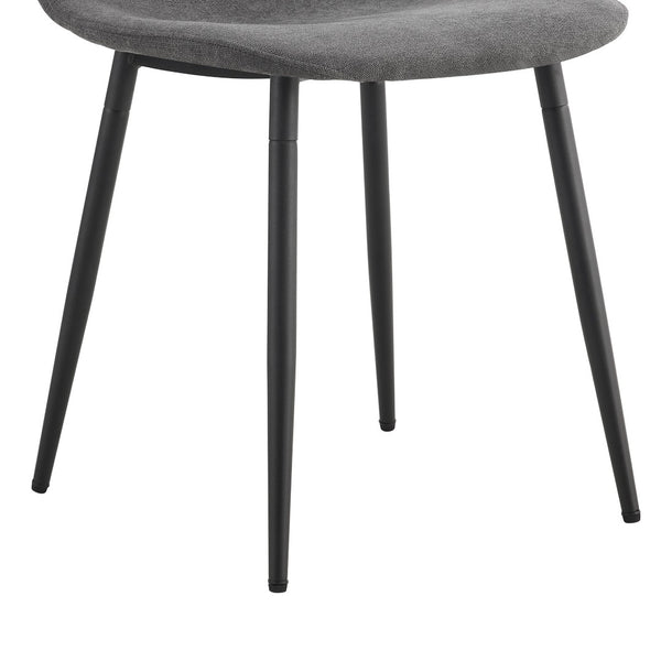 English Elm Table and Chair Set 42 Inch Round Black Mdf Dining with Six Gray Upholstered Seats W1151S04569