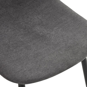 English Elm Table and Chair Set 42 Inch Round Black Mdf Dining with Six Gray Upholstered Seats W1151S04569