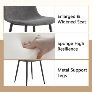 English Elm Table and Chair Set 42 Inch Round Black Mdf Dining with Six Gray Upholstered Seats W1151S04569