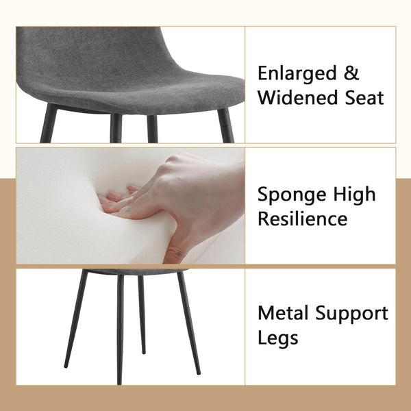 English Elm Table and Chair Set 42 Inch Round Black Mdf Dining with Six Gray Upholstered Seats W1151S04569