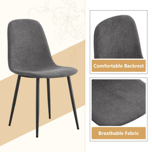 English Elm Table and Chair Set 42 Inch Round Black Mdf Dining with Six Gray Upholstered Seats W1151S04569