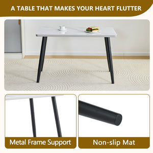 English Elm Table and Chair Set Marble Glass Top with Six Linen Upholstered Seats Modern Dining W1151S04625