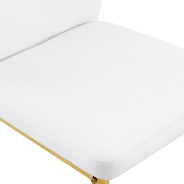 English Elm Table and Chair Set Marble Glass Top Gold Legs with Four PU Shell Seats for Dining White+Gold W1151S04637