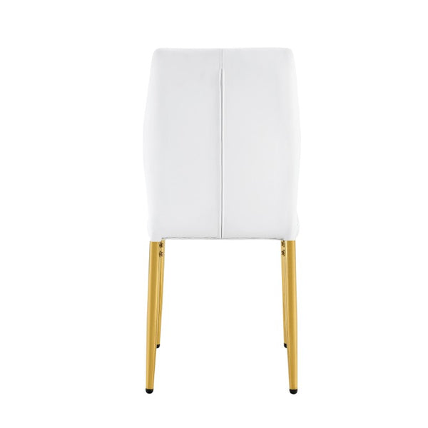 English Elm Table and Chair Set Marble Glass Top Gold Legs with Four PU Shell Seats for Dining Black, White+Gold W1151S04653