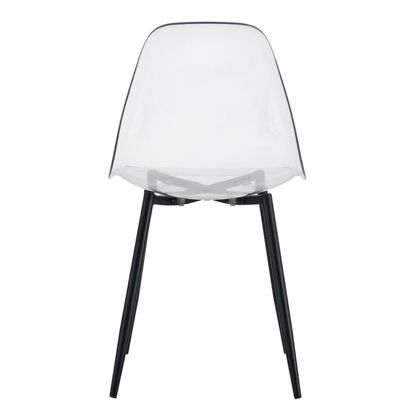 English Elm Table and Chair Set Marble Print Glass Top with Six Transparent Seats for Modern Dining W1151S04664