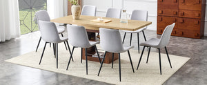 English Elm Scalable Extendable Dining Set with Linen Chairs and Wood Grain Table for Modern Homes W1151S04686