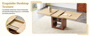 English Elm Scalable Extendable Dining Set with Linen Chairs and Wood Grain Table for Modern Homes W1151S04686