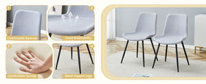 English Elm Scalable Extendable Dining Set with Linen Chairs and Wood Grain Table for Modern Homes W1151S04686