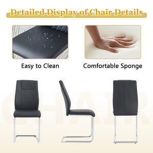 English Elm Table and Chair Set Oval Tempered Glass Top Six Seat Modern Luxury Dining Furniture Black W1151S04732