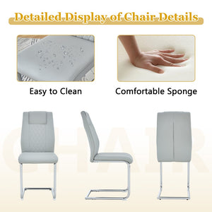 English Elm Table and Chair Set Oval Tempered Glass Top Six Seat Modern Luxury Dining Furniture Light Gray W1151S04736