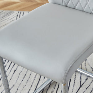 English Elm Table and Chair Set Oval Tempered Glass Top Six Seat Modern Luxury Dining Furniture Light Gray W1151S04736