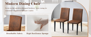 English Elm Table and Chair Set Walnut Grain Rectangular Dining with Six Fabric Upholstered Seats W1151S04796