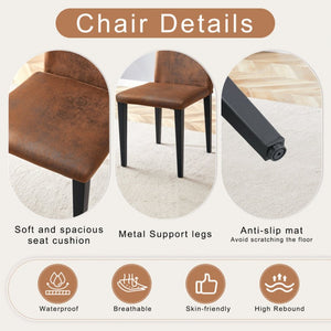English Elm Table and Chair Set Walnut Grain Rectangular Dining with Six Fabric Upholstered Seats W1151S04796