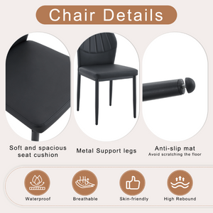 English Elm Table and Chair Set Walnut Grain MDF Top with Six Shell Back PU Leather Dining Seats W1151S04798