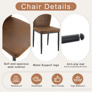 English Elm Table and Chair Set Walnut Grain Rectangular Dining for Six with Shell Back Seats W1151S04800