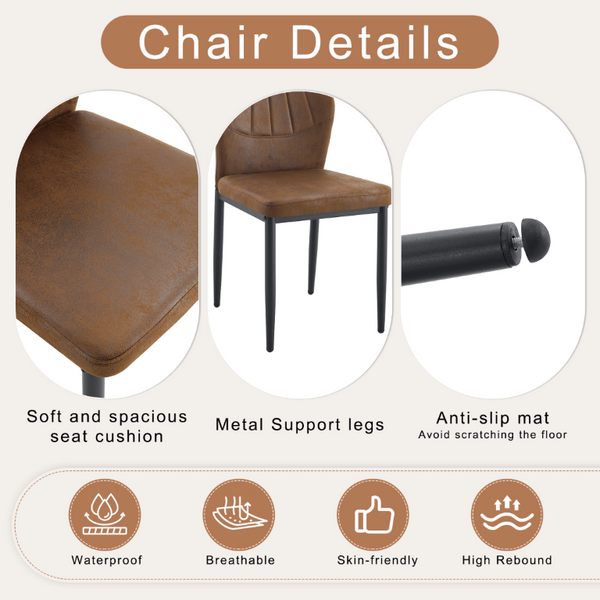 English Elm Table and Chair Set Walnut Grain Rectangular Dining for Six with Shell Back Seats W1151S04800