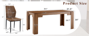 English Elm Table and Chair Set Walnut Grain Rectangular Dining for Six with Shell Back Seats W1151S04800