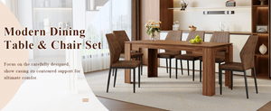 English Elm Table and Chair Set Walnut Grain Rectangular Dining for Six with Shell Back Seats W1151S04800