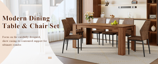 English Elm Table and Chair Set Walnut Grain Rectangular Dining for Six with Shell Back Seats W1151S04800