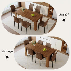English Elm Table and Chair Set Walnut Grain Rectangular Dining for Six with Shell Back Seats W1151S04800
