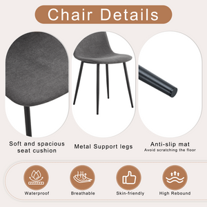 English Elm Table and Chair Set Walnut Grain Mdf Top with Six Linen Upholstered Dining Seats W1151S04802