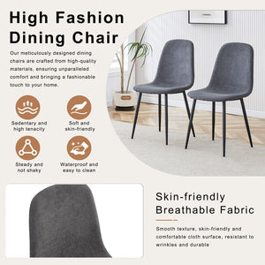 English Elm Table and Chair Set Walnut Grain Mdf Top with Six Linen Upholstered Dining Seats W1151S04802